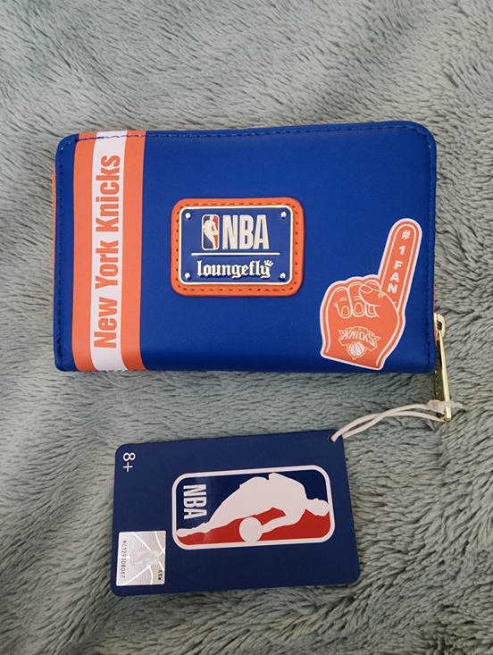 Loungefly Handbags - Loungefly NBA New York Knicks Patch Icons Zip Around Wallet Blue Orange